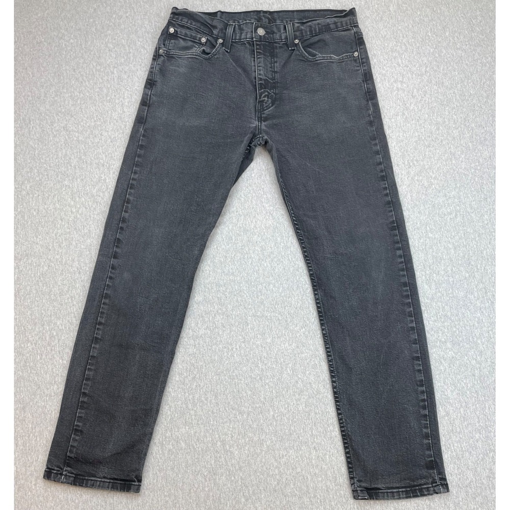Levisโ 502 Jeans Mens 33 x 32 Black Cotton Blend Stretch Tapered Fit